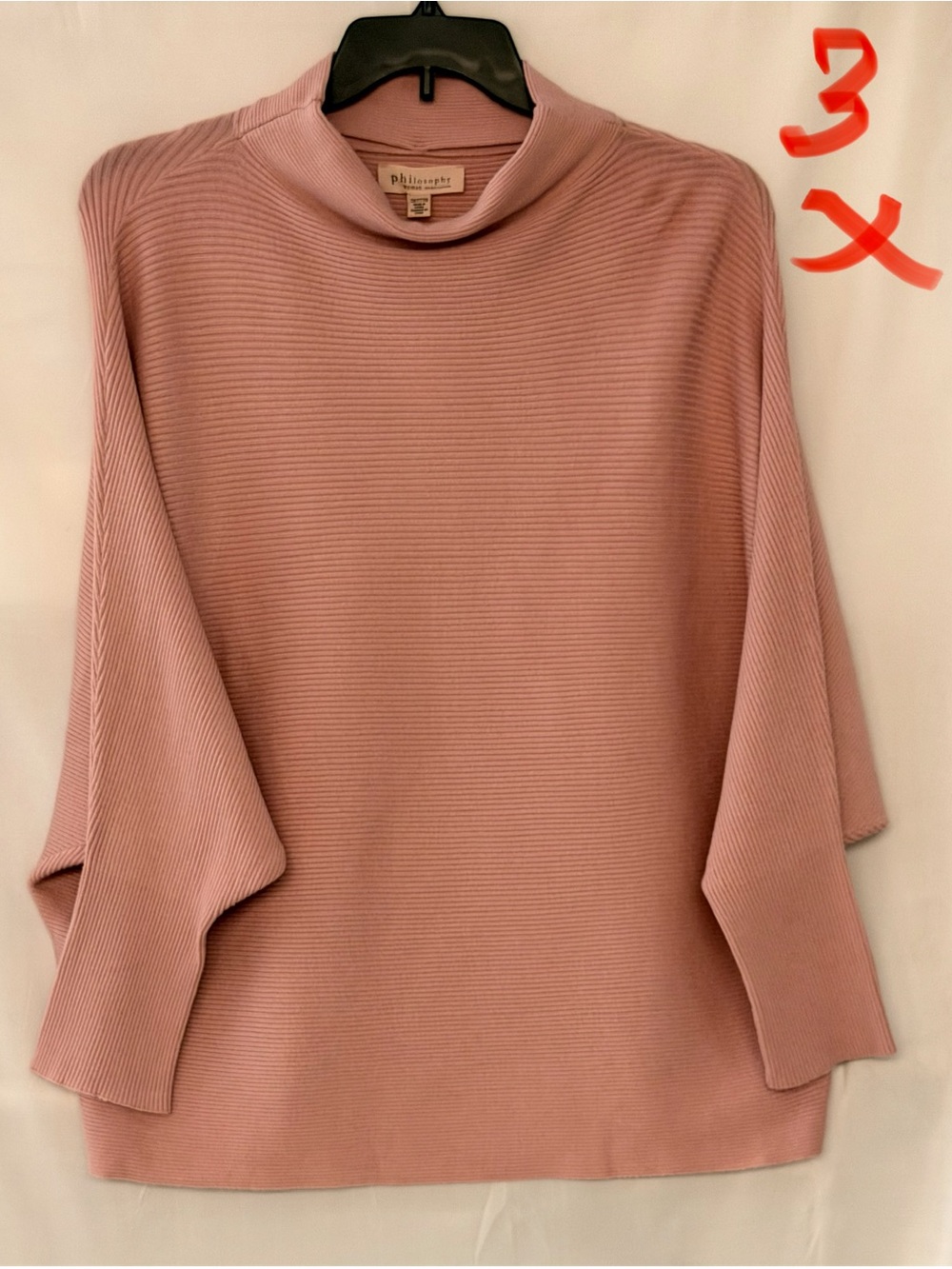 Philosophy Rose Pink Ribbed Mock Neck Sweater